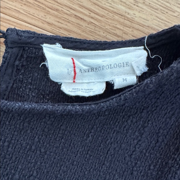 By Anthropologie Women's Black Mixed Media Puff Sleeve Textured Blouse Medium - Picture 7 of 10